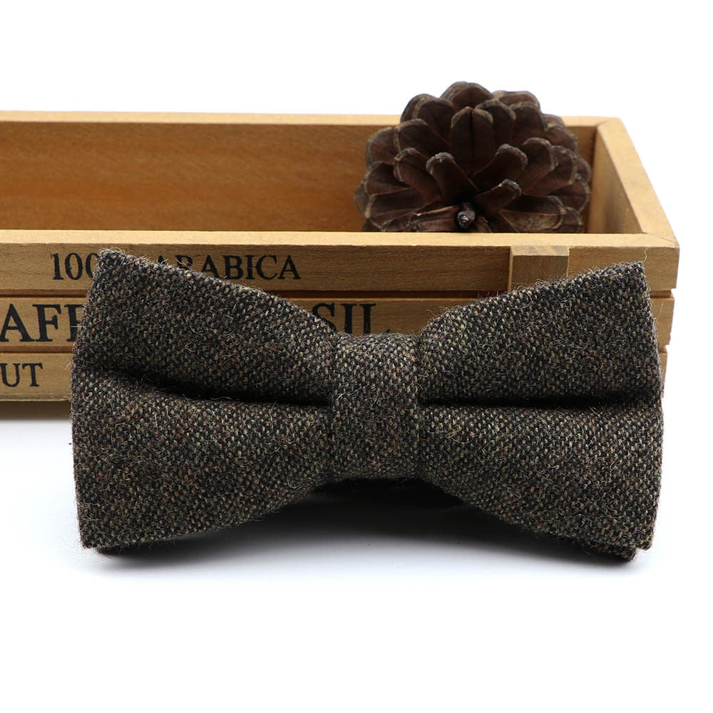 High Quality Men's Wool Cotton Bow Tie For Men Wedding Business Butterfly Solid Plaid Bowtie England Cravat Clothing Accessories