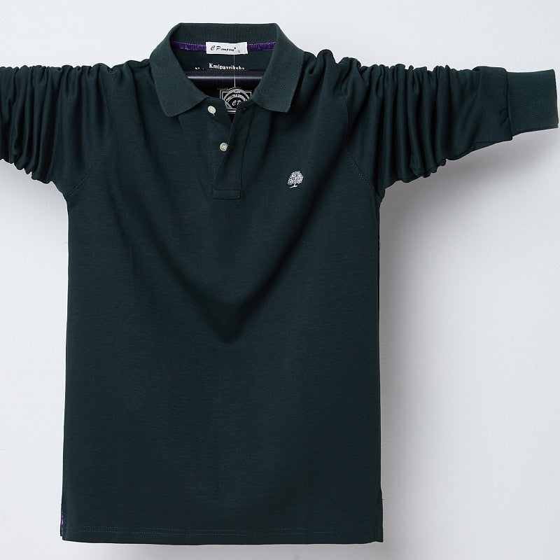 Men Polo Shirt Men's Business Work Casual Cotton Male Top Tees Autumn Long Sleeve Turn-down Collar Polo Shirts Plus Size 5XL 6XL