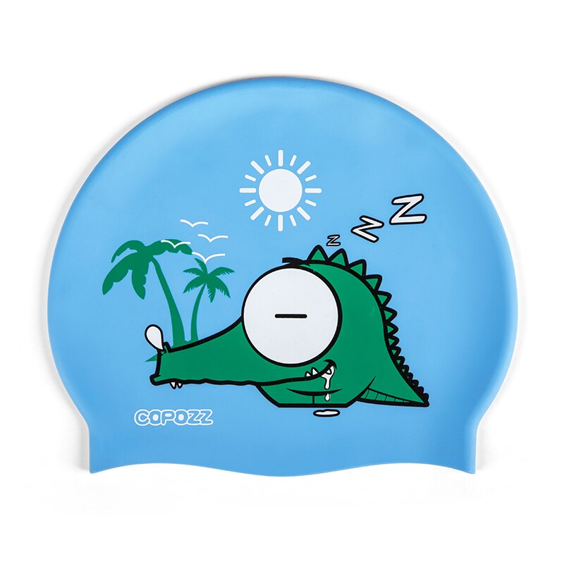COPOZZ Kids swimming caps Cartoon Cute pig cat for Boys&Girls Elastic Waterproof Ear Protection 4-12y Swim Pool Hat one size