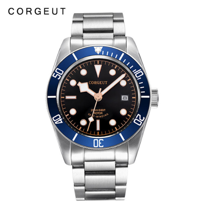 Corgeut Luxury Brand Black Dial Men Japan NH35 Automatic Mechanical Watch Military Sport Swim Steel Mechanical Wrist Watches