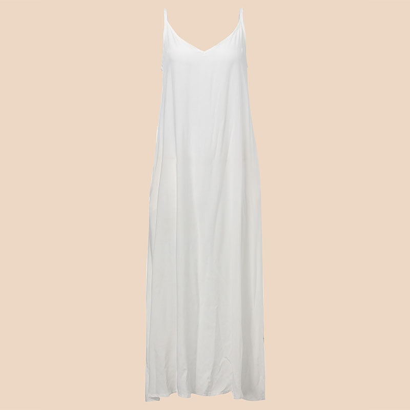 Vestidos 2023 Summer ZANZEA Women Strapless Sexy V Neck Sleeveless Dress Casual Loose Long Maxi Solid Dress White Oversized
