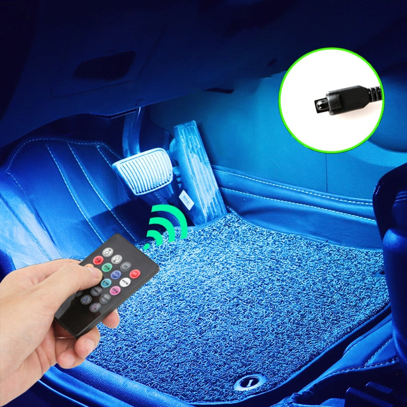 Led Car Foot Ambient Light With USB Neon Mood Lighting Backlight Music Control App RGB Auto Interior Decorative Atmosphere Light