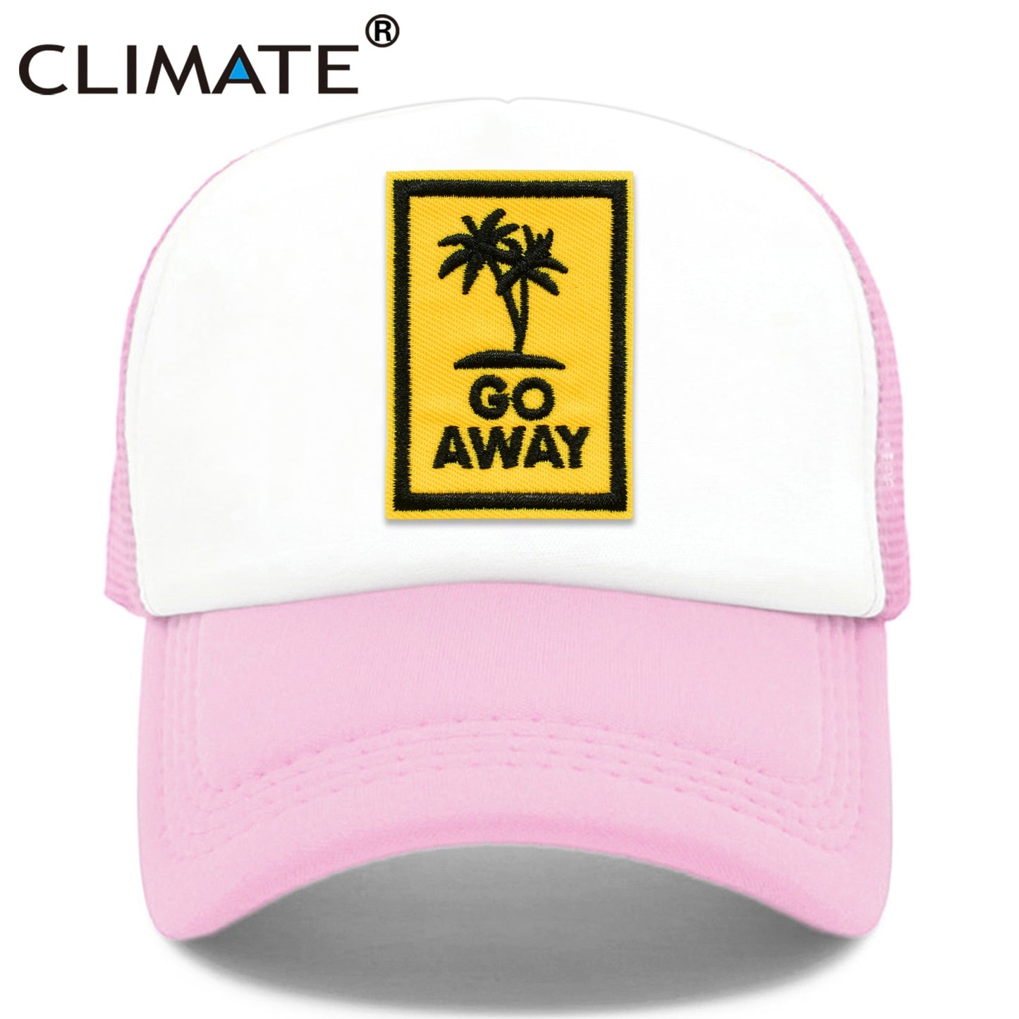 CLIMATE Go Away Trucker Cap Hat Seaside Vacation Caps Sandbeach Coconut Holiday Mesh Cap HipHop Hat for Men Women Youth