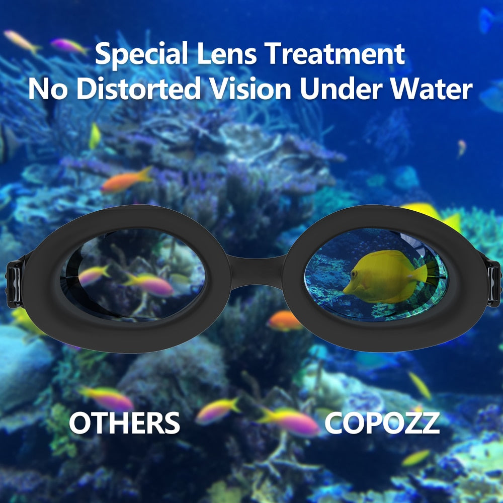 COPOZZ Professional Men Women Swimming Goggles Anti Fog Leak UV Protection Swim Eyewear Adjustable Adult Water Glasses Zwembril