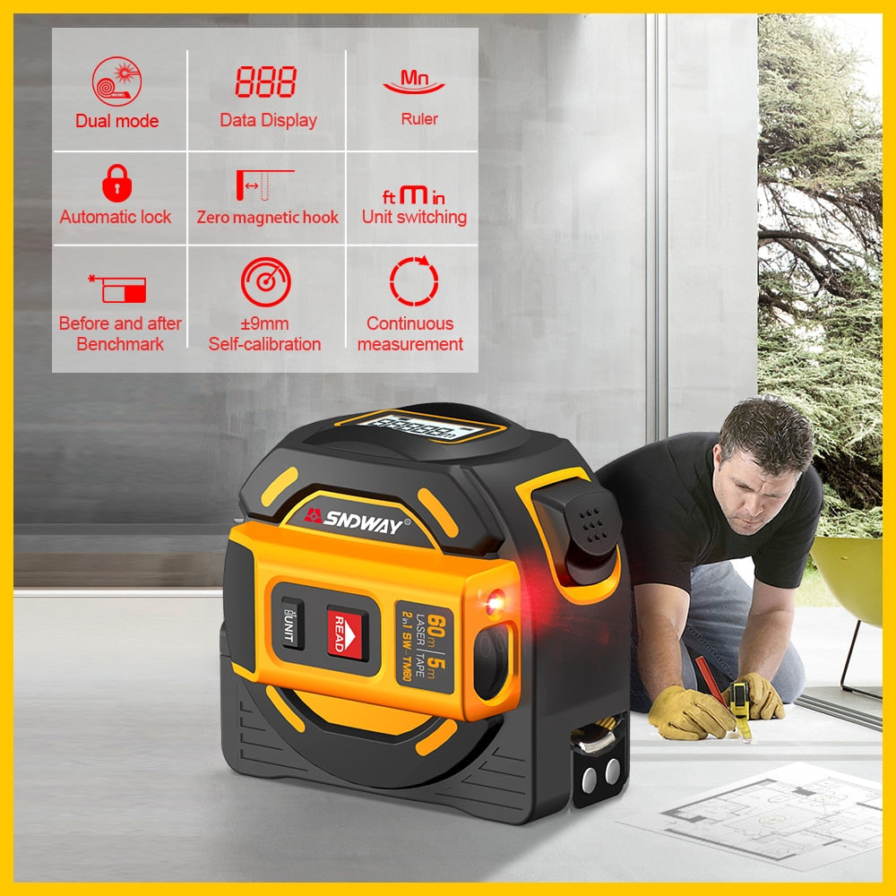 SNDWAY new Laser distance meter Laser rangefinder multi function Self-Locking Hand Tool Device Laser range finder