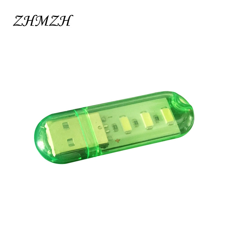 LED USB Night Light Portable U Disk Lamp 3LEDs 1.5W Reading Lamps Colorful Mini Book Lights DC5V Power Bank Powered Camping Bulb