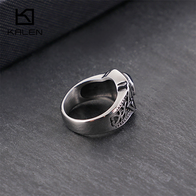 KALEN Punk Skull Rings For Men Size #8-12 Stainless Steel Gothic Skull Biker Rings High Quality Halloween Jewelry