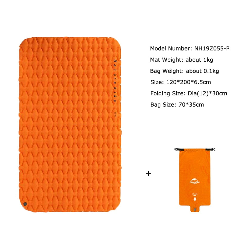 Naturehike Outdoor Camping Inflatable Cushion Moisture-proof Sleeping Bag Mattress Mat Pad With Inflatable Bag For 1-2 Persons