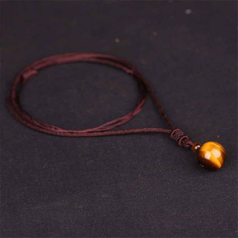 High Quality Lucky Love Jewelry Obsidian Tiger Eye Stone Beads Ball Transfer Pendant Necklace For Women Men