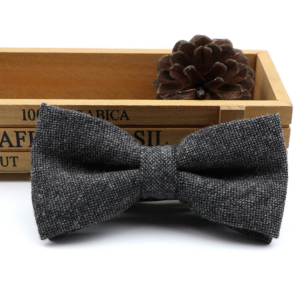 High Quality Men's Wool Cotton Bow Tie For Men Wedding Business Butterfly Solid Plaid Bowtie England Cravat Clothing Accessories