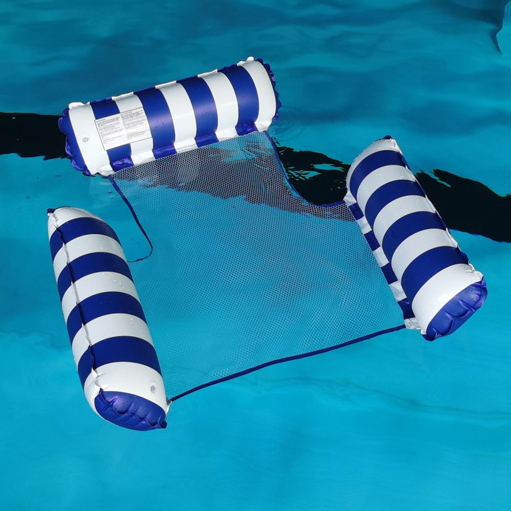 Foldable Floating Water Hammock Float Lounger Inflatable Pool mat Floating Bed Chair Swimming air mattress Pool accessories