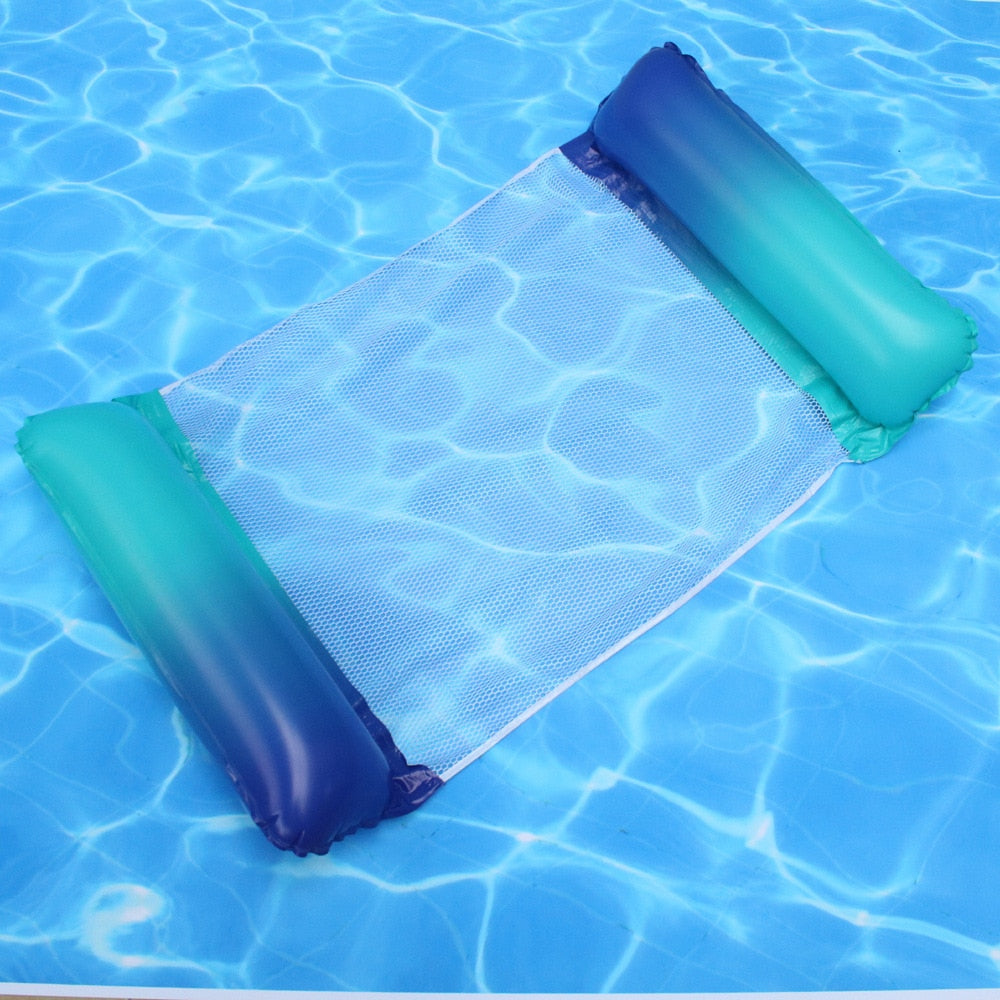 Foldable Floating Water Hammock Float Lounger Inflatable Pool mat Floating Bed Chair Swimming air mattress Pool accessories