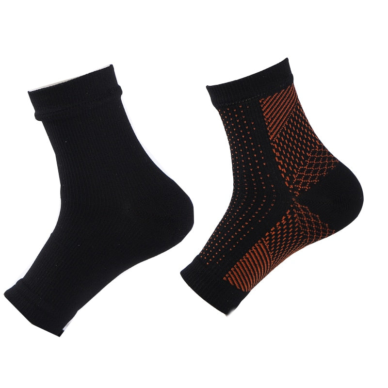 Plus Size S-2XL 2Pairs Socks Foot Compression Sleeve Anti Plantar Support Anklets Protector Basketball Soccer Ankle Relief Sock