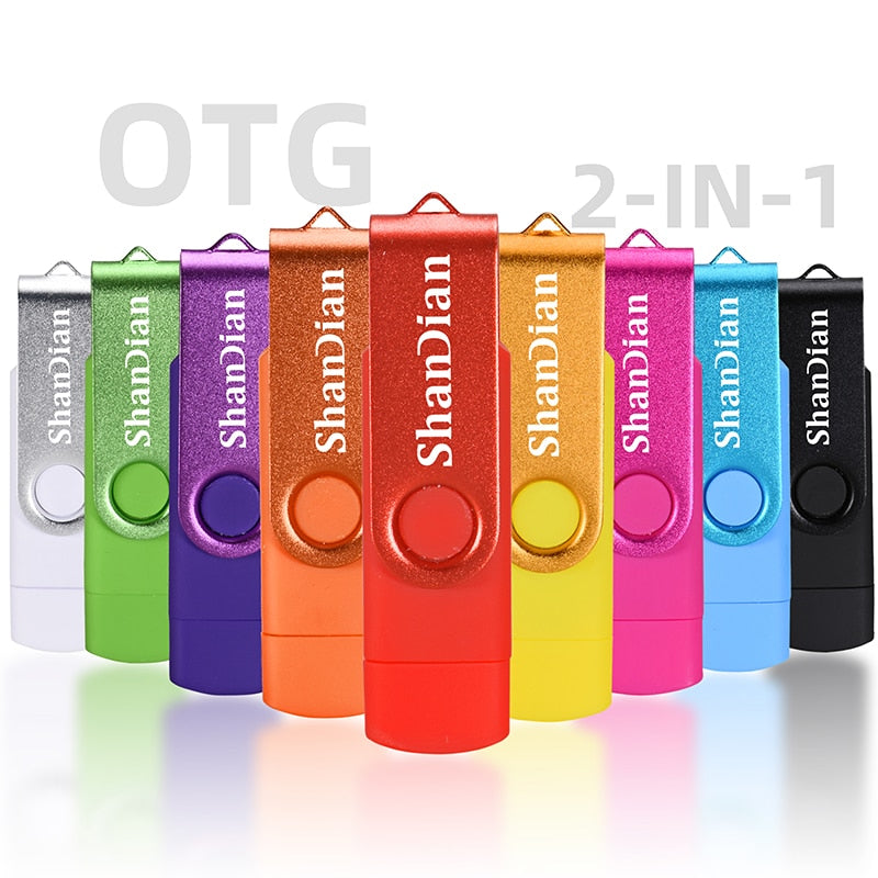 OTG Phone Extensions Pen Drive Real Capacity USB Flash Drives Free Custom Logo Memory Stick With Key Chain U Disk 64GB/32GB/16GB