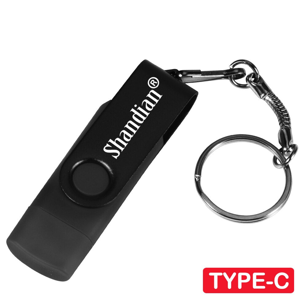 OTG Phone Extensions Pen Drive Real Capacity USB Flash Drives Free Custom Logo Memory Stick With Key Chain U Disk 64GB/32GB/16GB