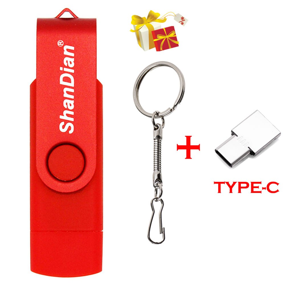 OTG Phone Extensions Pen Drive Real Capacity USB Flash Drives Free Custom Logo Memory Stick With Key Chain U Disk 64GB/32GB/16GB