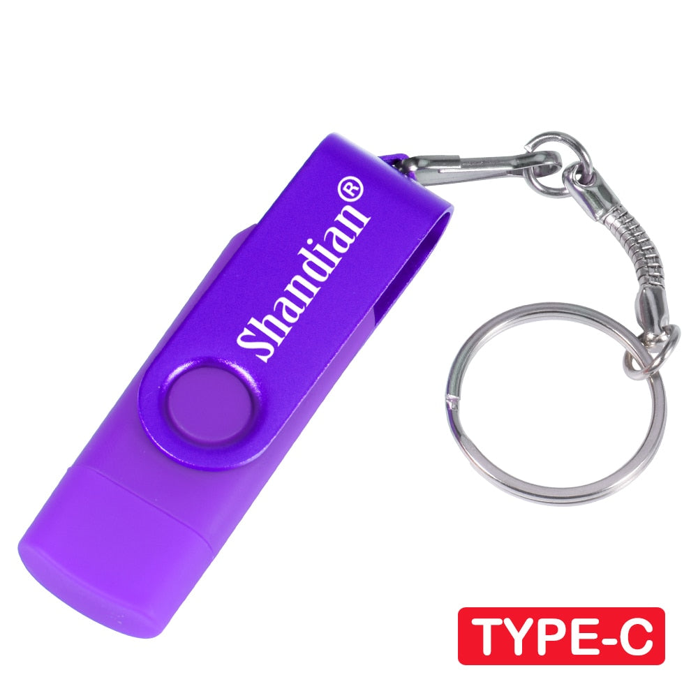 OTG Phone Extensions Pen Drive Real Capacity USB Flash Drives Free Custom Logo Memory Stick With Key Chain U Disk 64GB/32GB/16GB