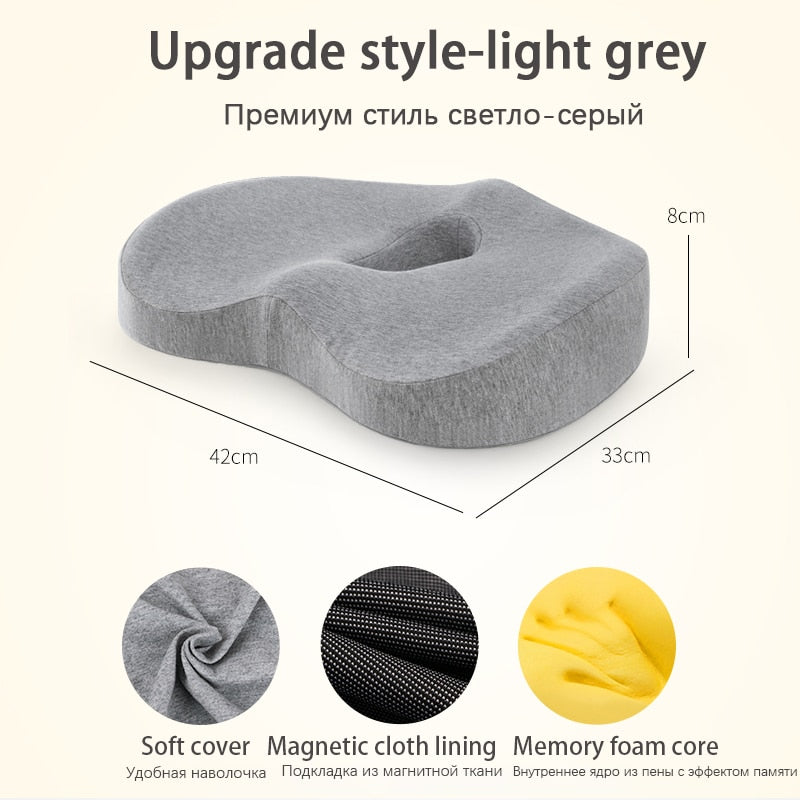 Memory Foam Lumbar Cushion Orthopedic Pillow Office Chair Cushion Support Waist Back Pillow Sets Car Seat Cushion Hips Massager