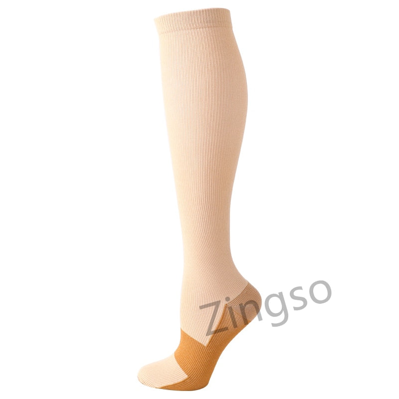 Copper Compression Socks Men Women Anti Fatigue Pain Relief Knee High Stockings 20-30 mmHg for Running Athletic Pregnancy XXL