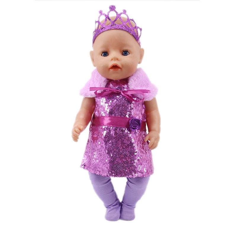 Doll Clothes Purple Series Dsinesy Unicorn Dress Doll Shoes For 18 Inch American&43m Reborn Baby Reborn New Born Doll Girl's Toy