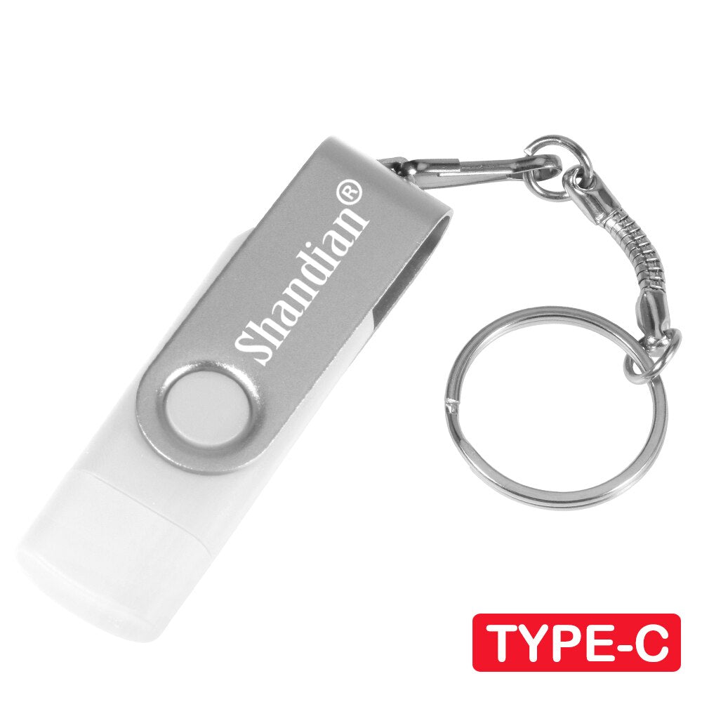 OTG Phone Extensions Pen Drive Real Capacity USB Flash Drives Free Custom Logo Memory Stick With Key Chain U Disk 64GB/32GB/16GB