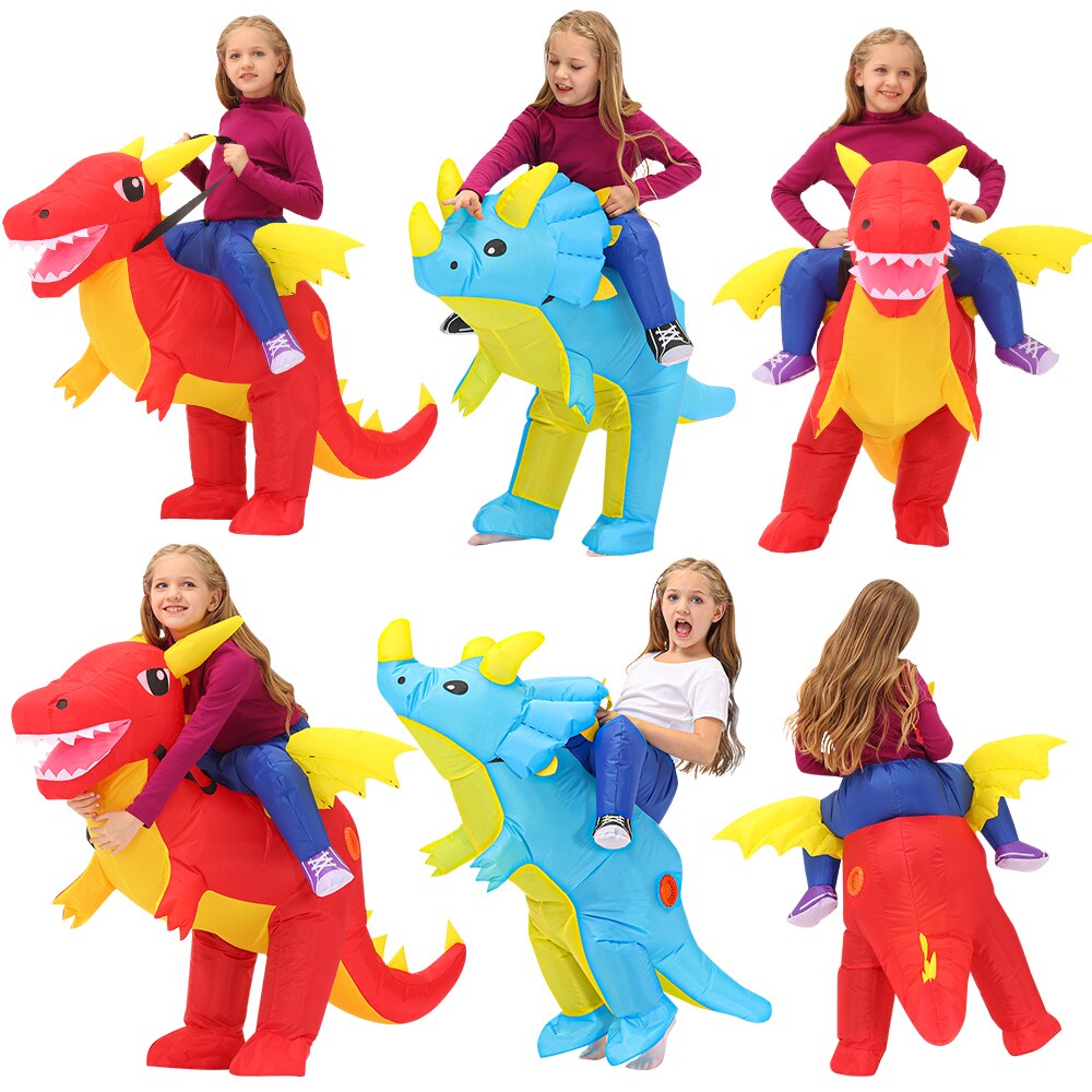 Kids Child Dinosaur Inflatable Costume Cartoon Anime Dress Suit Purim Halloween Christmas Party Cosplay Costumes for Boys Girls