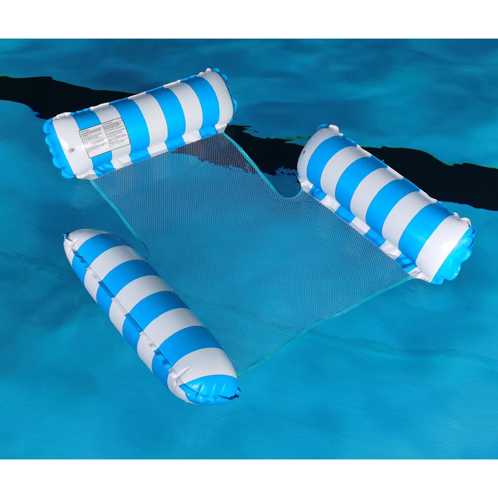 Foldable Floating Water Hammock Float Lounger Inflatable Pool mat Floating Bed Chair Swimming air mattress Pool accessories