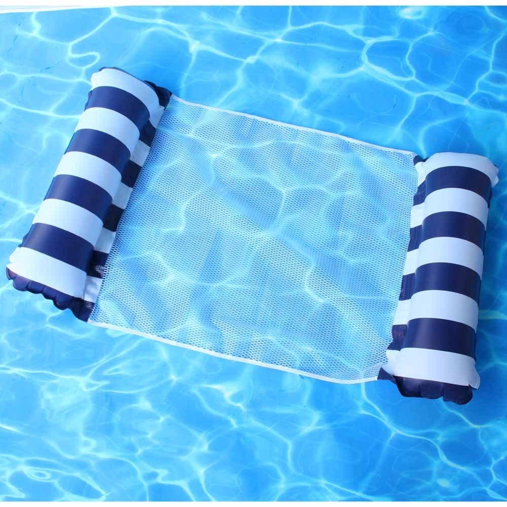 Foldable Floating Water Hammock Float Lounger Inflatable Pool mat Floating Bed Chair Swimming air mattress Pool accessories