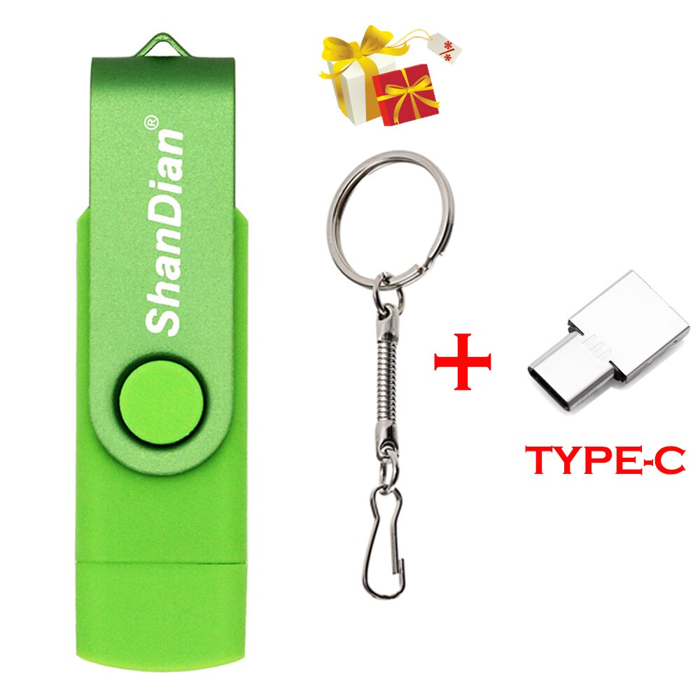 OTG Phone Extensions Pen Drive Real Capacity USB Flash Drives Free Custom Logo Memory Stick With Key Chain U Disk 64GB/32GB/16GB
