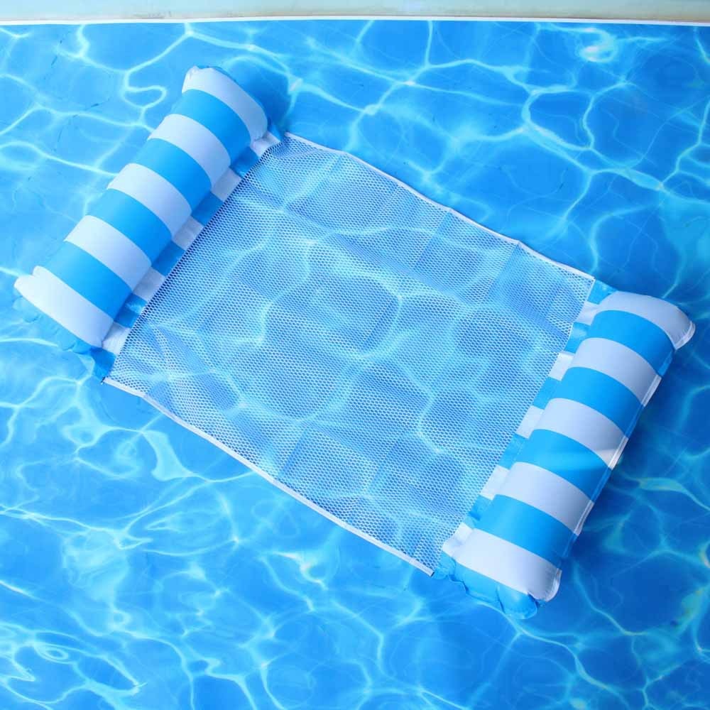Foldable Floating Water Hammock Float Lounger Inflatable Pool mat Floating Bed Chair Swimming air mattress Pool accessories