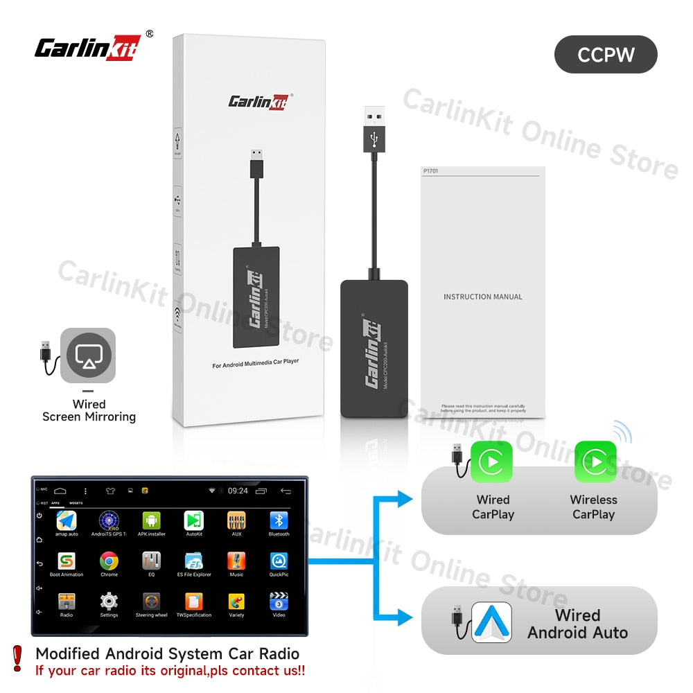 Carlinkit Wired/Wireless CarPlay Wireless Android Auto Dongle Mirror For Modify Android Screen Car Ariplay Smart Link IOS 14 15