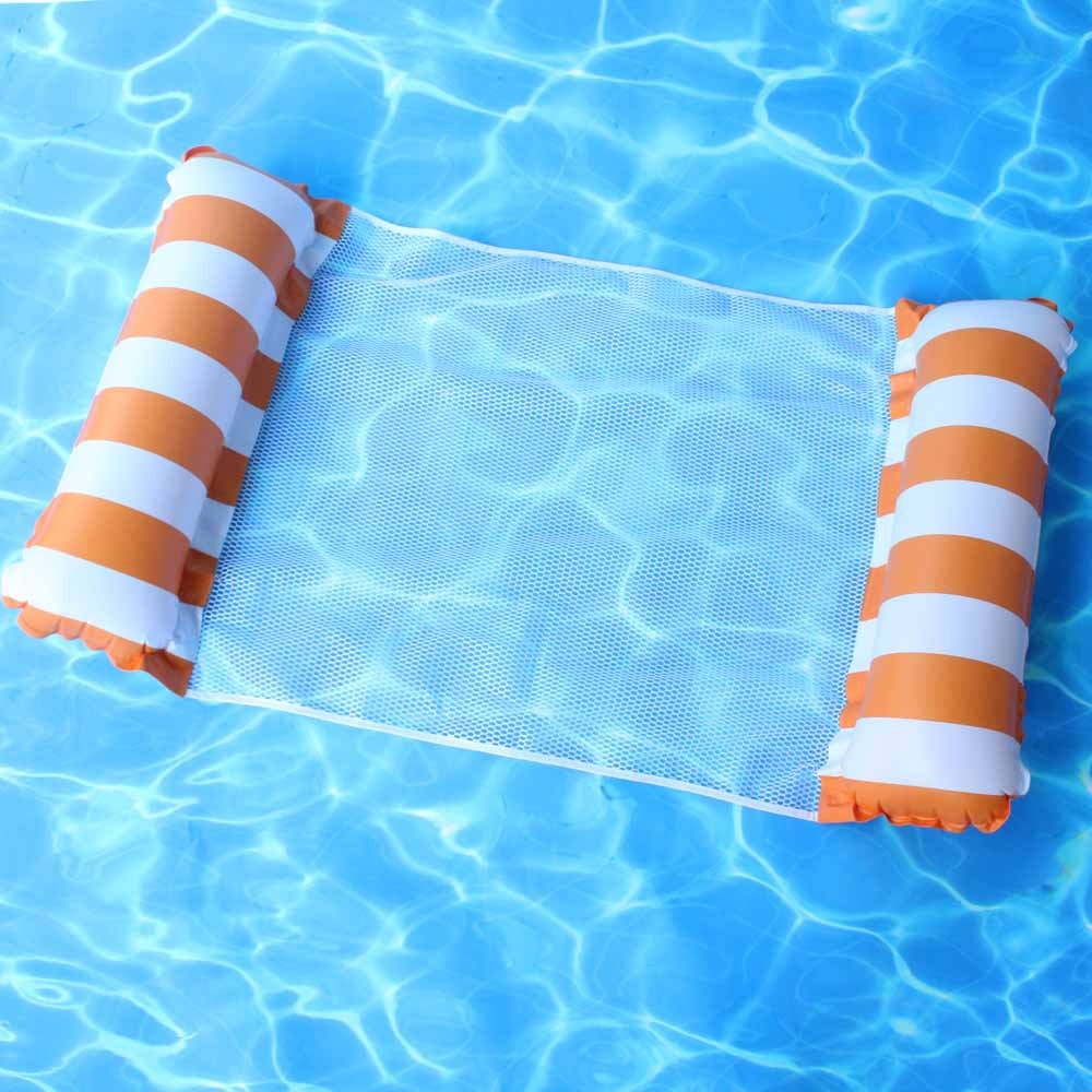 Foldable Floating Water Hammock Float Lounger Inflatable Pool mat Floating Bed Chair Swimming air mattress Pool accessories