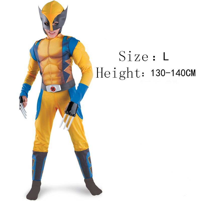 Halloween Performance Props Children Kids Holloween Costume for Cosplay Muscle Golden Wolf with Claws Suit Clothes Child Gift