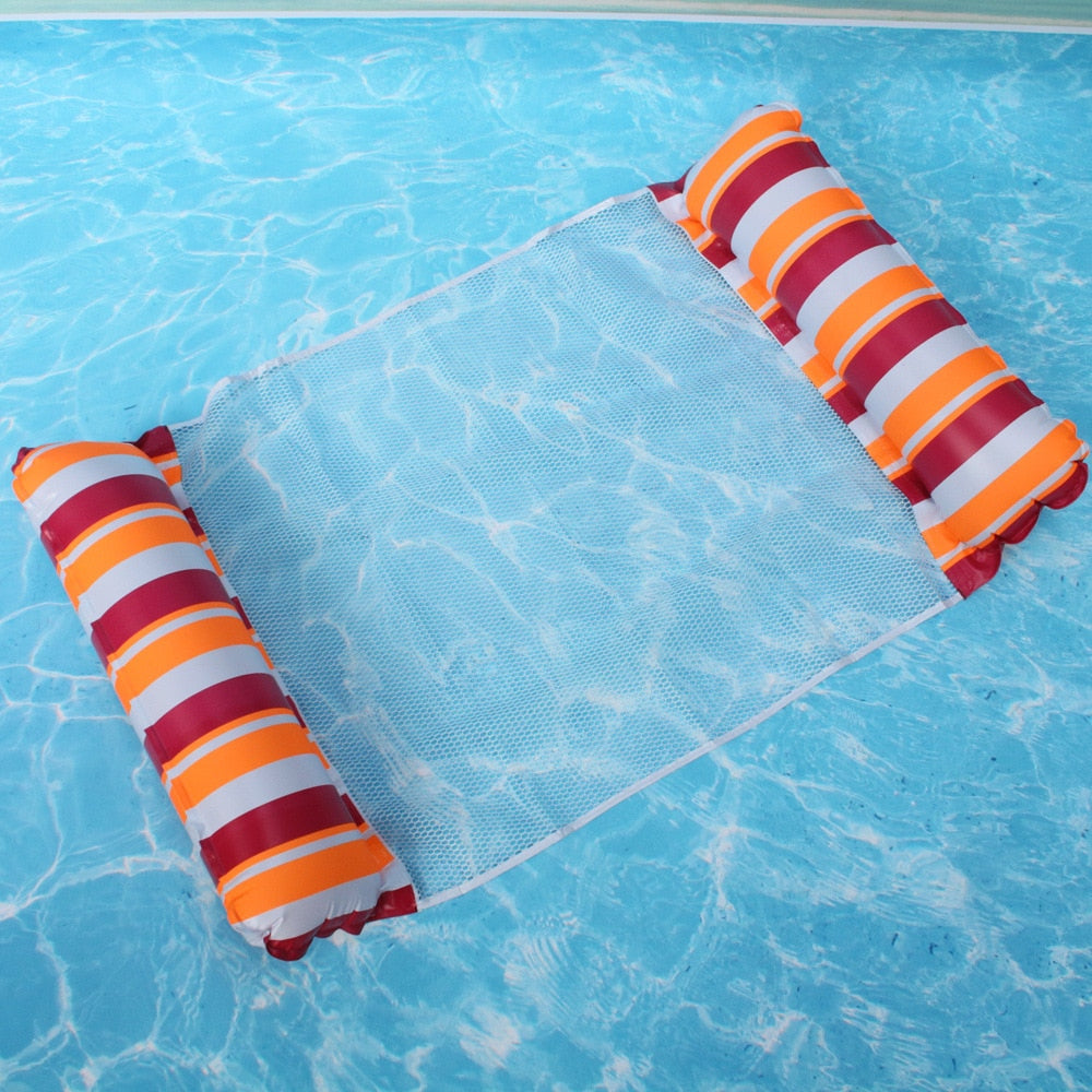 Foldable Floating Water Hammock Float Lounger Inflatable Pool mat Floating Bed Chair Swimming air mattress Pool accessories