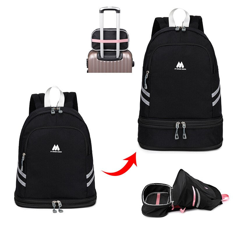 Multifunction Backpack Women's Yoga Swim Sports Fitness Organizer Pouch Waterproof Travel Clothes Shoes Ipad Storage Accessories