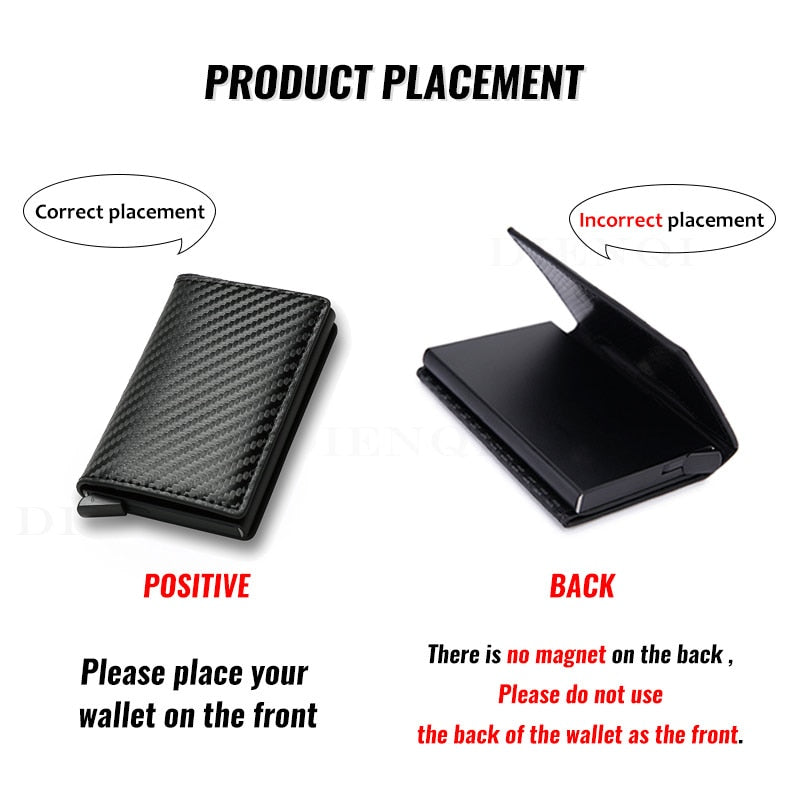 Custom Card Holder Men Wallets Rfid Black Carbon Fiber Leather Minimalist Wallet Gifts For Men Personalized Carteira Masculina