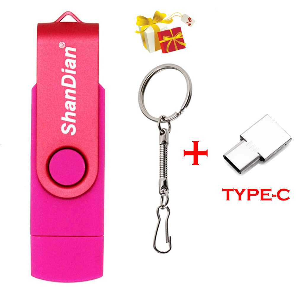 OTG Phone Extensions Pen Drive Real Capacity USB Flash Drives Free Custom Logo Memory Stick With Key Chain U Disk 64GB/32GB/16GB