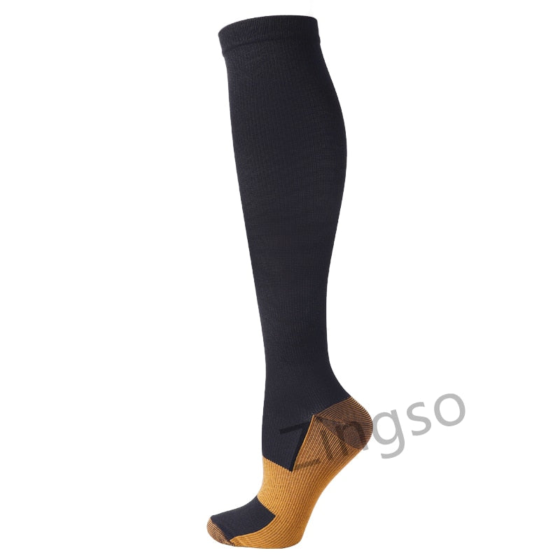 Copper Compression Socks Men Women Anti Fatigue Pain Relief Knee High Stockings 20-30 mmHg for Running Athletic Pregnancy XXL