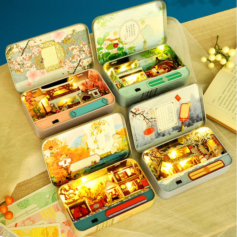 Box Theatre Dollhouse Miniature Toy with Furniture DIY Miniature Doll House LED Light Toys for Children Birthday Gift TH5