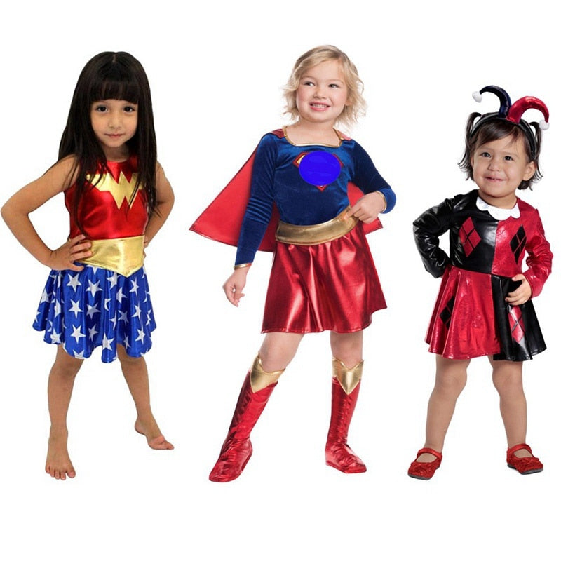 SuperHero Girls Costume for Kids TuTu Dress Halloween Costume (3-9Years) Wonder Girls Party Dress