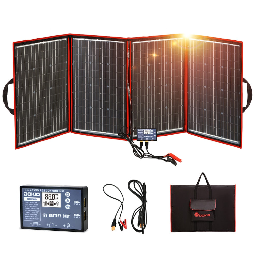 Dokio Brand Flexible Foldable 200W(50Wx4) Mono Solar Panel High Power Portable Solar Panel For RV&Boat&Travel Solar Panel 200W