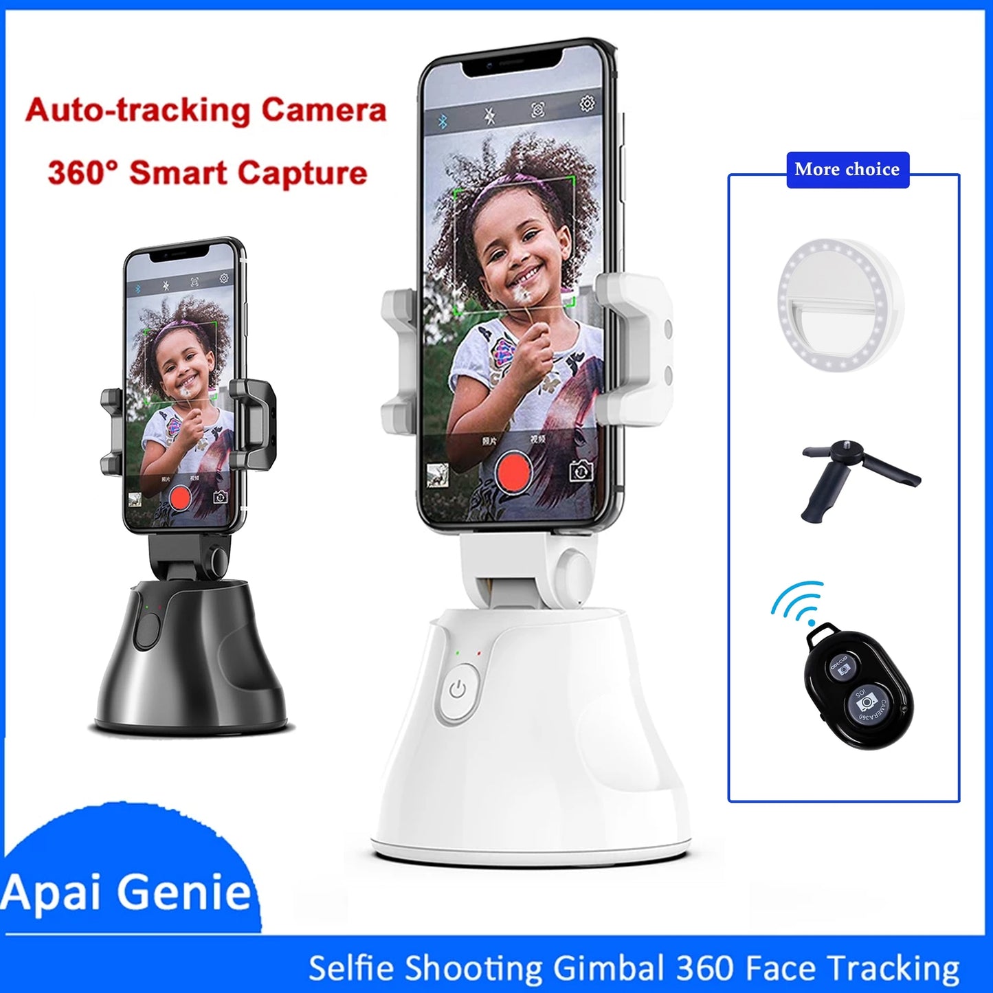 Portable All-in-one Auto Smart Shooting Selfie Stick , 360 Rotation Auto Face Tracking Object Tracking vlog Camera Phone Holder
