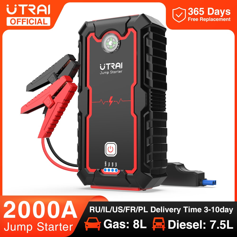 UTRAI Power Bank 2000A Jump Starter Portable Charger Car Booster 12V Auto Starting Device Emergency Car Battery Starter