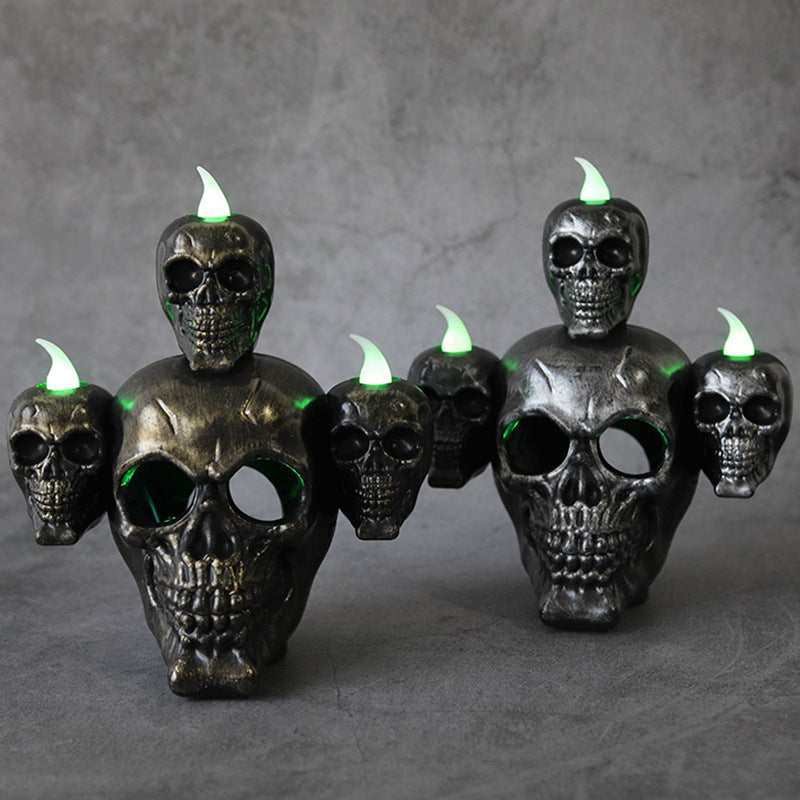 Halloween Decoration Props Smoke Horror Skull Headlight LED Electronic Candle