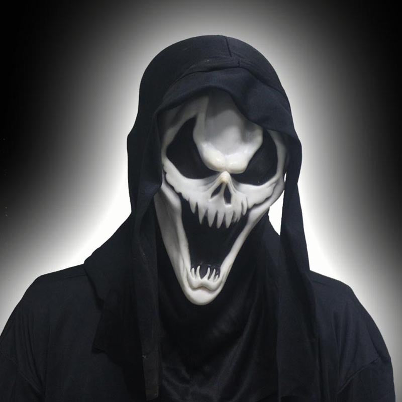 Halloween Horror Grimace Mask Red Tongue Black Face