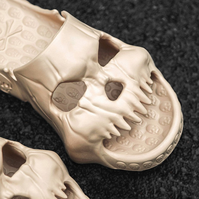 Personalized Skull Design Halloween Slippers Bathroom Indoor Outdoor Fun Slides Beach Shoes