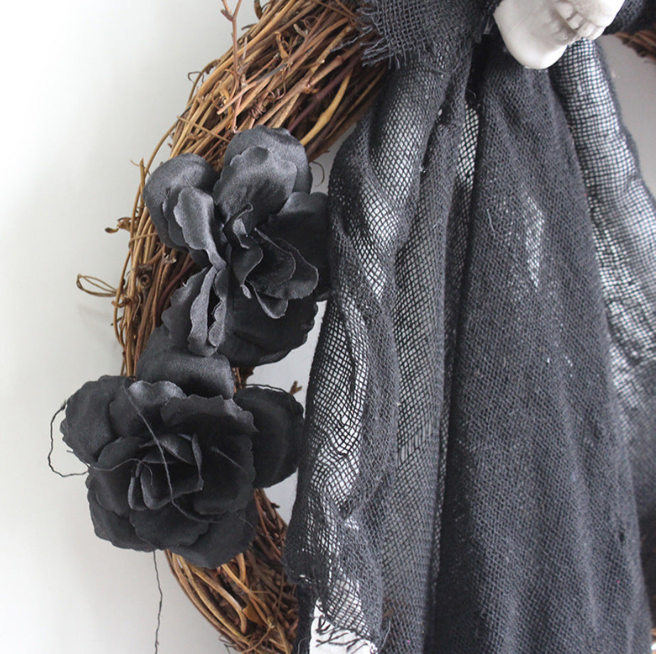 Halloween Horror Black And White Ghost Wreath Ornament Balloon