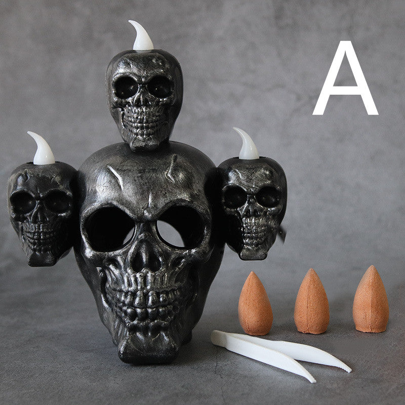 Halloween Decoration Props Smoke Horror Skull Headlight LED Electronic Candle
