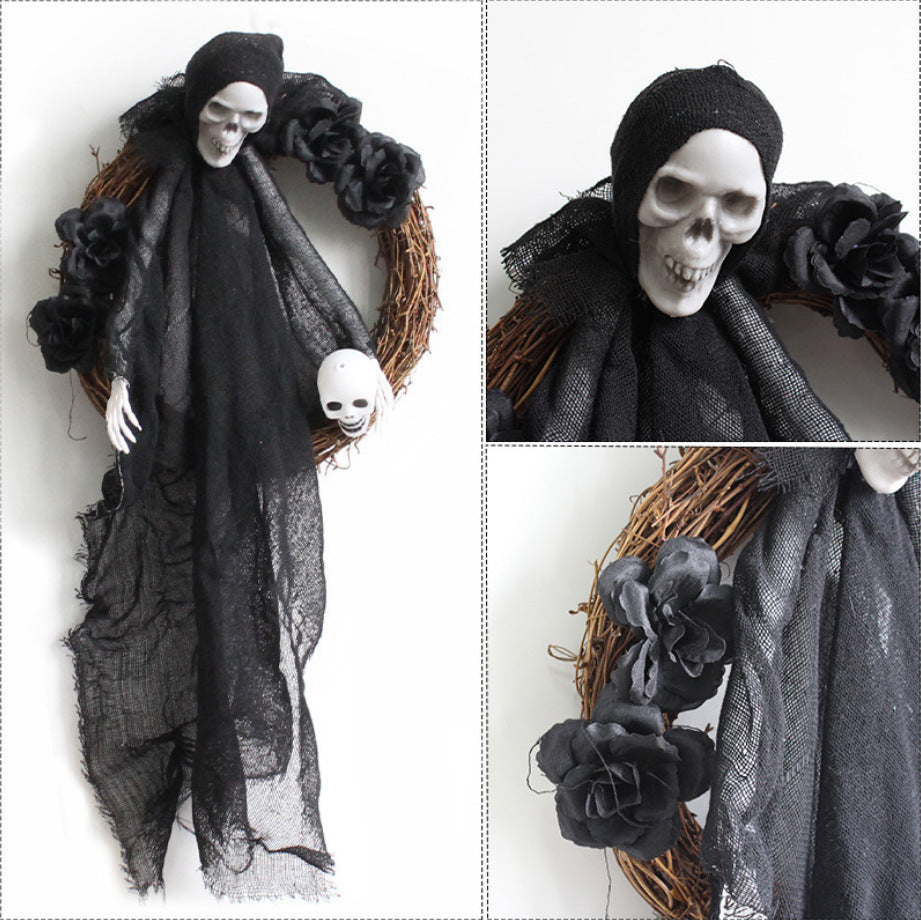 Halloween Horror Black And White Ghost Wreath Ornament Balloon