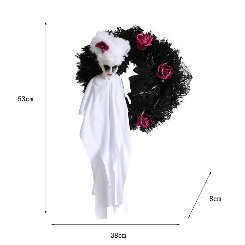 Halloween Horror Black And White Ghost Wreath Ornament Balloon